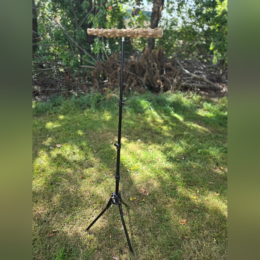 ⭐️Natural Wood Parrot Perch Tripod with Adjustable/Collapsible Stand⭐️